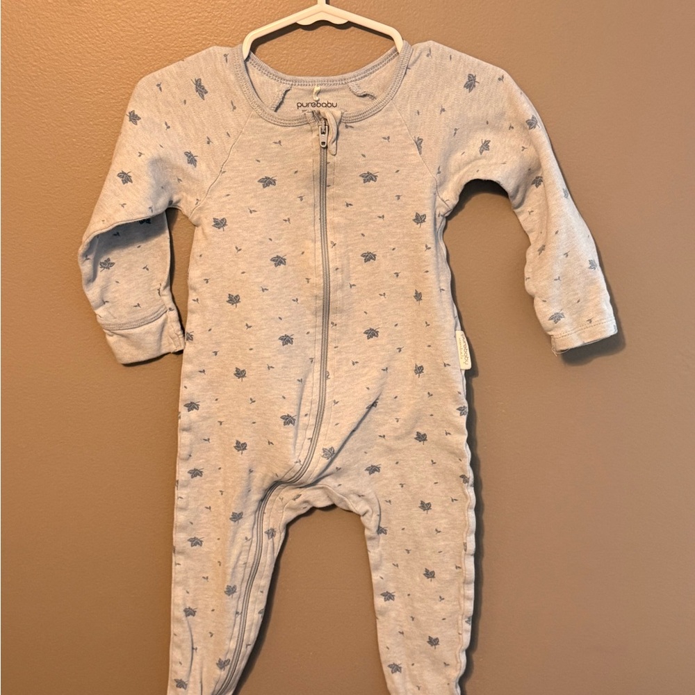 Purebaby Gray and Blue Starry Footie